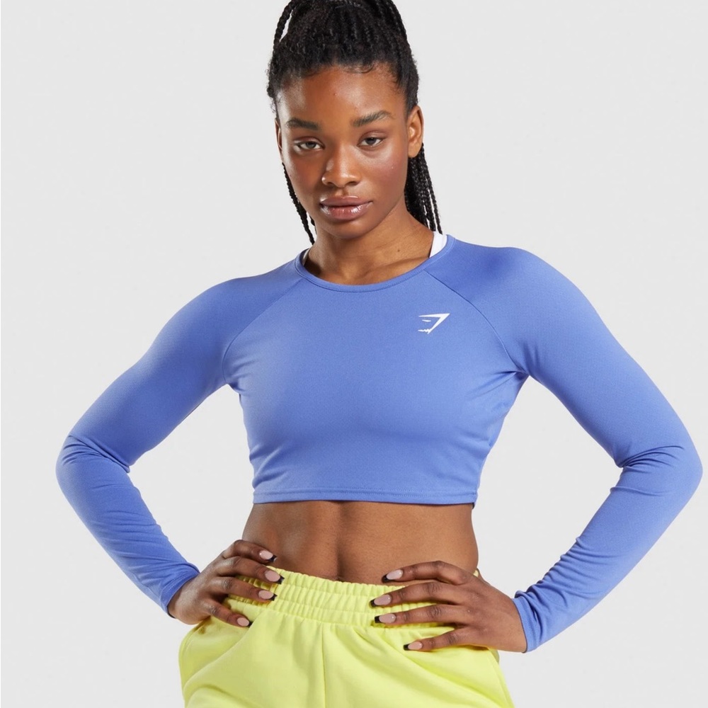 Gymshark Training Long Sleeve Crop Top - Court Blue